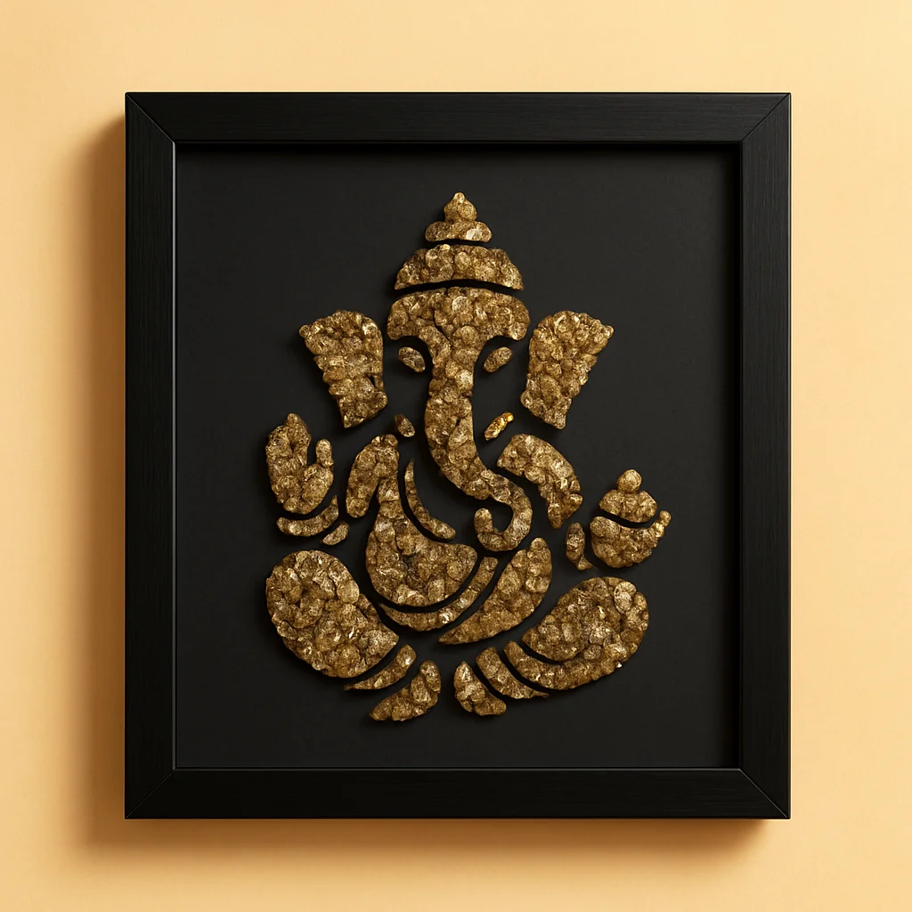 Ganesh Ji on Raw Pyrite Frame