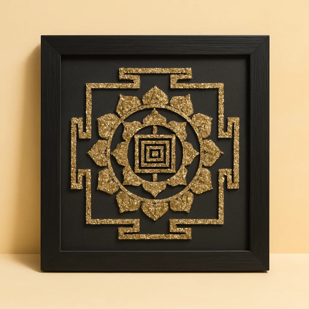 Lakshmi Kuber Yantra on Raw Pyrite Frame